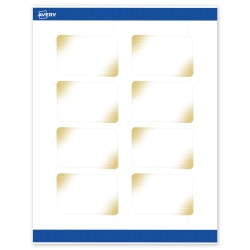 Avery® Printable Labels With Sure Feed® Technology, S00-EWC, Rectangle, 2" x 3", Matte White With Preprinted Gold-Blush Pattern, Pack Of 80