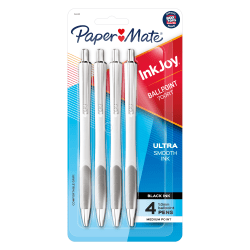 Paper Mate® InkJoy™ 700RT Retractable Ballpoint Pens, Medium Point, 1.0 mm, White Barrels, Black Ink, Pack Of 4