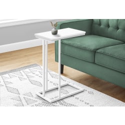 Monarch Specialties Garner Metal C-Shaped Accent Table, 25-1/4"H x 10-1/4"W x 18-1/2"D, White