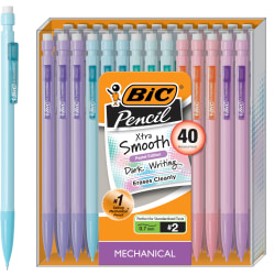 BIC® Xtra-Smooth Mechanical Pencils, Medium Point, 0.7 mm, #2 Lead, Assorted Pastel Barrel Colors, Pack Of 40 Pencils