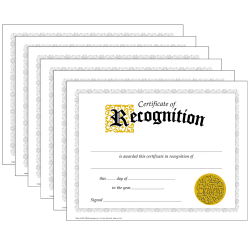 TREND Classic Certificates, 8-1/2" x 11", Certificate Of Recognition, 30 Certificates Per Pack, Set Of 6 Packs