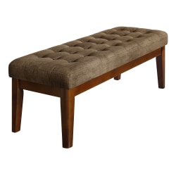 Elle Décor Claire Tufted Bench, Dusted Truffle/Brown