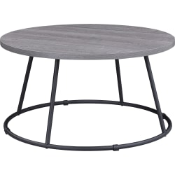 Lorell® Round Coffee Table, 16-3/4" x 31-1/2", Weathered Charcoal/Black