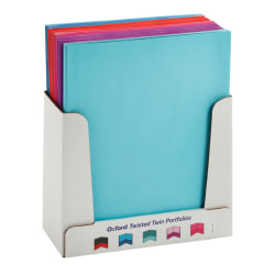 Oxford Twisted Twin Pocket Folders, 8-1/2" x 11", Assorted Colors, Pack Of 50 Folders