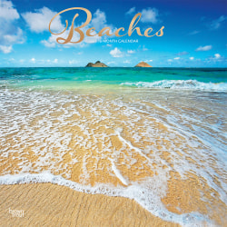 Beaches | 2027 12 x 24 Inch (Hanging) Monthly Square Wall Calendar | Foil Stamped Cover | Plastic-Free | BrownTrout | Travel Nature Tropical