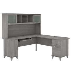 Bush Furniture Somerset 72"W L-Shaped Desk With Hutch, Platinum Gray, Standard Delivery