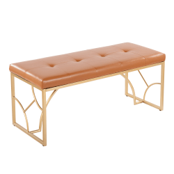 LumiSource Constellation Contemporary Faux Leather Bench, Camel/Gold