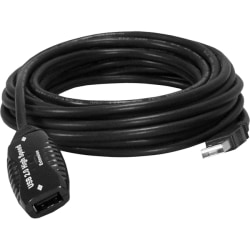 QVS 16ft USB 2.0 480Mbps Active Extension Cable and Extends up to 80ft - 16 ft USB Data Transfer Cable - First End: 1 x USB 2.0 Type A - Male - Second End: 1 x USB 2.0 Type A - Female - 480 Mbit/s - Extension Cable - Black
