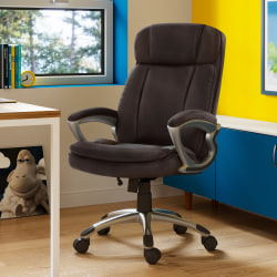 Serta® Big And Tall Ergonomic Bonded Leather High-Back Office Chair, Old Chestnut/Silver