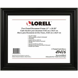 Lorell Two-toned Certificate Frame - 13" x 10.50" Frame Size - Desktop, Wall Mountable - Vertical, Horizontal - Black - 1 Each