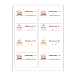Custom 2-Color Laser Sheet Labels And Stickers, 4" x 2-1/2" Rectangle, 8 Labels Per Sheet, Box Of 100 Sheets