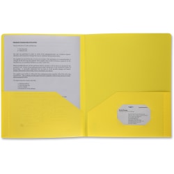 Business Source 2-Pocket Poly Portfolio, Letter Size, 8-1/2" x 11", Yellow