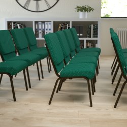Flash Furniture HERCULES Series Stacking Church Chair, Green/Goldvein