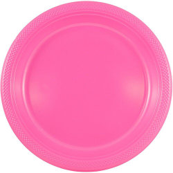 JAM PAPER Round Plastic Party Plates, Small, 7 inch, Fuchsia Pink, 20/Pack