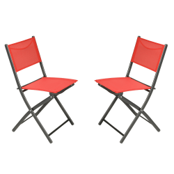 Flash Furniture Brazos Set of 2 Commercial Grade Indoor/Outdoor Folding Chairs with Flex Comfort Material Backs and Seats and Metal Frames, Red
