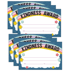 Teacher Created Resources Awards, 8-1/2" x 5-1/2", Oh Happy Day Kindness, 30 Per Pack, Set Of 6 Packs