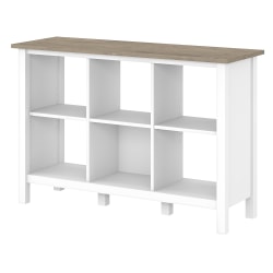 Bush Furniture Mayfield 30"H 6-Cube Storage Bookcase, Pure White/Shiplap Gray, Standard Delivery