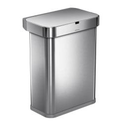 simplehuman Voice And Motion Sensor Garbage Can, 15.3 Gallons, Stainless Steel