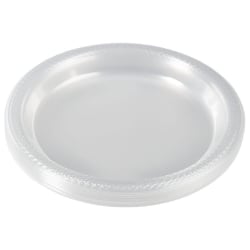JAM PAPER Round Plastic Party Plates, Small, 7 inch, Clear, 20/Pack