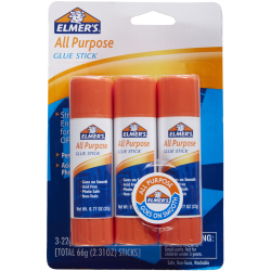 Elmer's® Office Strength Glue Sticks, All Purpose, 0.77 Oz., Clear, Pack Of 3