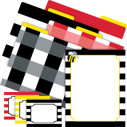 Barker Creek Get Organized File Folder Set, 1/3-Cut Tab, Letter Size, Buffalo Plaid & Wide Stripes, Set Of 107 Pieces