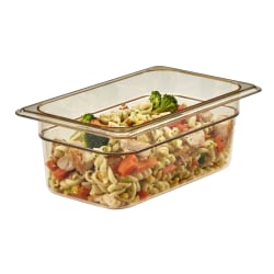 Cambro H-Pan High-Heat GN 1/4 Food Pans, 4"H x 6-3/8"W x 10-7/16"D, Amber, Pack Of 6 Pans