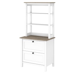 Bush Business Furniture Mayfield 66"H Bookcase With Drawers, Pure White/Shiplap Gray, Standard Delivery
