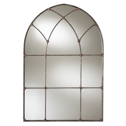Baxton Studio Arched Window Accent Wall Mirror, 47-1/16" x 31-7/8", Antique Silver