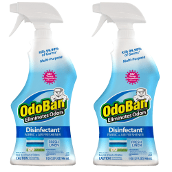 OdoBan Odor Eliminator Disinfectant Spray, Fresh Linen Scent, 32 Oz, Pack Of 2 Bottles