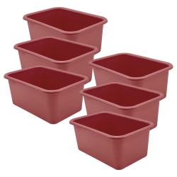 Teacher Created Resources Small Plastic Storage Bins, 5"H x 7-3/4"W x 11-3/8"D, Deep Rose, Pack Of 6 Bins
