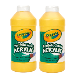 Crayola Portfolio Series Acrylic Paint, 16 oz., Brilliant Yellow, Pack Of 2
