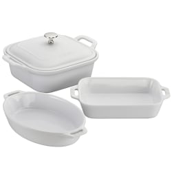 Staub Ceramic 4-Piece Ceramic Mixed Baking Pan Set With Lid, White