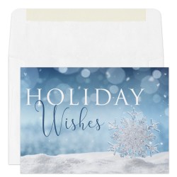 Custom Full-Color Holiday Cards With Envelopes, 7" x 5", Shimmering Wishes, Box Of 25 Cards