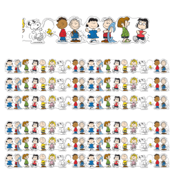 Eureka Extra Wide Die-Cut Deco Trim Packs, 37’ x 3-1/4", Peanuts Character Lineup, Set Of 6 Packs