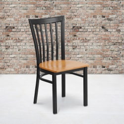 Flash Furniture School House Back Restaurant Accent Chair, Natural Seat/Black Frame
