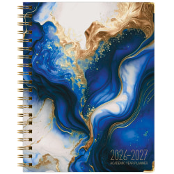 2026-2027 Excello Brands 14-Month Academic Year Hardcover Weekly/Monthly Fashion Planner, 8-1/2" x 11", Dark Blue Marble, May To June, Total Qty 1