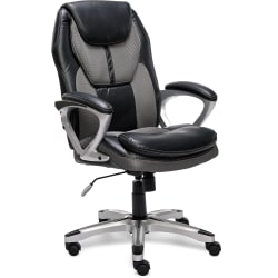 Serta® Works Bonded Leather/Mesh High-Back Office Chair, Opportunity Gray/Silver