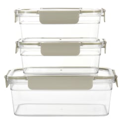 Martha Stewart 6-Piece Plastic Container Set, 3-1/2"H x 5"W x 8-3/4"D, Clear/Taupe