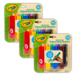 Crayola Washable Tripod Grip Markers, 8 Per Pack, Set Of 3 Packs