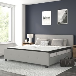 Flash Furniture Tribeca Tufted Upholstered Platform Bed with 10" , King, 40"Hx78-1/4"Wx85-1/4"L, Light Gray - HGBM1028