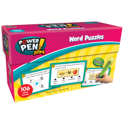 Teacher Created Resources Power Pen Play Cards, Word Puzzles, Set Of 53 Cards, Grades 1 To 2