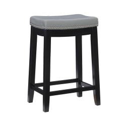 Linon Walker Backless Faux Leather Counter Stool, Black/Grey