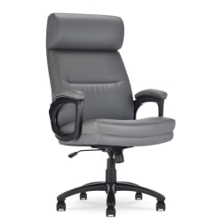 Serta® Comfort Ergonomic Bonded Leather Mid-Back Big & Tall Executive Office Chair, Gray
