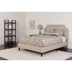 Flash Furniture Brighton Arched Tufted Upholstered Platform Bed And Memory Foam Pocket Spring Mattress, Queen, Beige