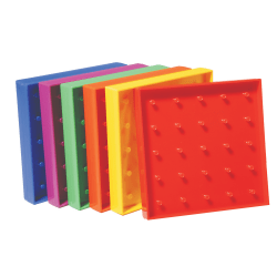 Learning Advantage Double-Sided Geoboard Set, 5 x 5 Grid / 12 Pin Circular Array, Set Of 6