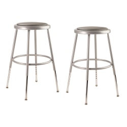 National Public Seating 6400 Series Adjustable Vinyl-Padded Science Stools, 19 - 26-1/2"H, Gray, Pack Of 2 Stools