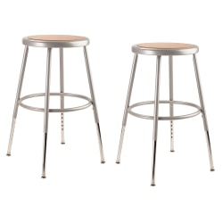 National Public Seating Adjustable Hardboard Science Stools, 19 - 26-1/2"H, Gray, Pack Of 2 Stools
