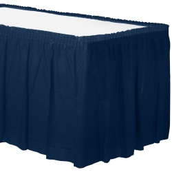Amscan Plastic Table Skirts, True Navy, 21’ x 29", Pack Of 2 Skirts