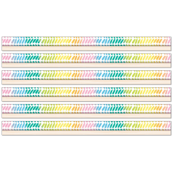 Carson Dellosa Education Happily Ever Elementary Creatively Inspired Straight Borders, Watercolor Chevron, 12 Borders Per Pack, Set Of 6 Packs