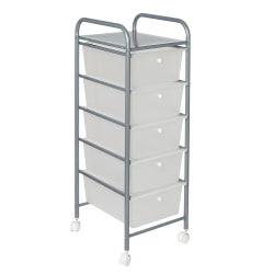 Honey Can Do Rolling Storage Cart, 5 Drawers, 38" x 17-3/4", Chrome